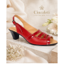Sandale dama negre din piele naturala box cu lac si toc gros S33LN